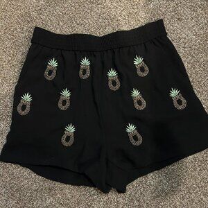 h&m shorts with beaded pineapples and has pockets